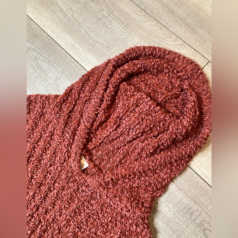 CHIC SOUL PLUS SIZE 2X Gorgeous Rusty Mauve/Orange Tone Knitted Sweater w Hood